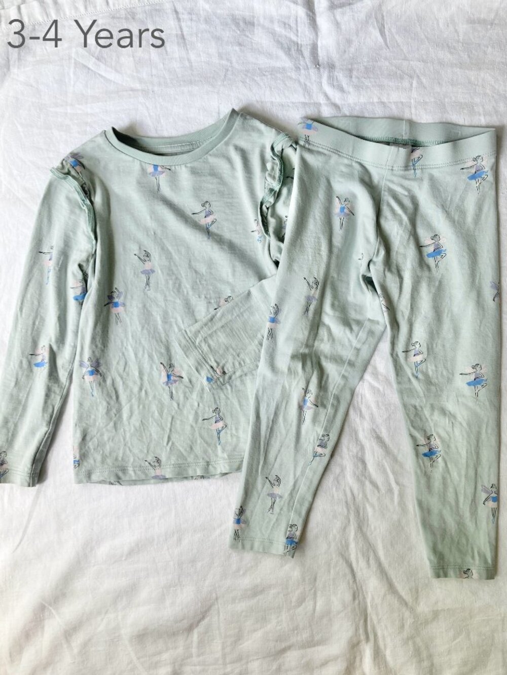 💙2/$25 3-4 Years Marks & Spencer Toddler Girl Ballerina Mint Pajamas Balletcore